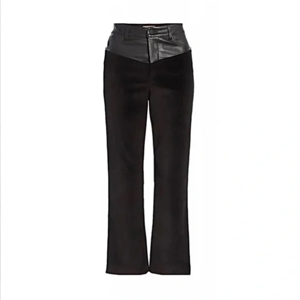 Alice + Olivia Lamb Skin & Corduroy Flare Jeans - Picture 7 of 7